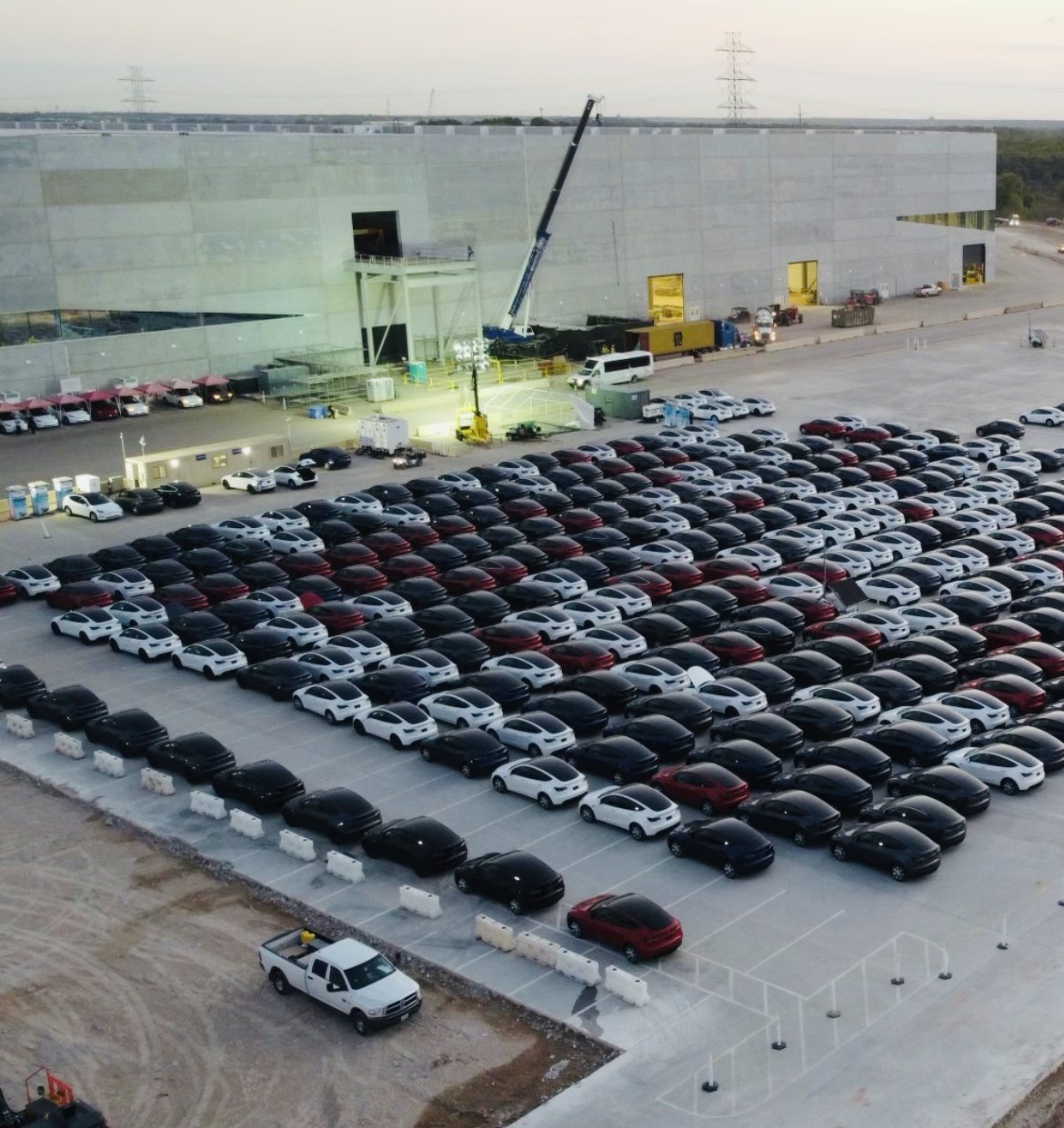 Model Y await transport at Giga Texas near Austin, credit Joe Tegtmeyer.