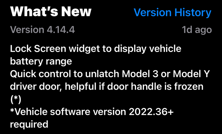 Recent Tesla App Update, credit the author