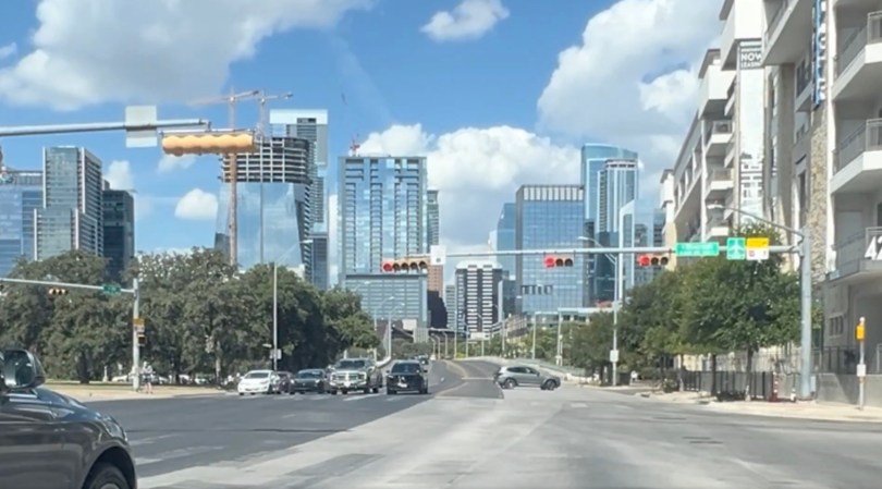 Downtown Austin is easy to navigate on Tesla FSD Supervised.
