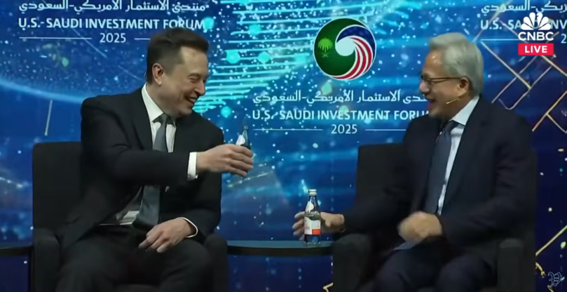Picture taken at the U.S.-Saudi Investment Forum in Washington D.C. with Elon Musk and Jensen Huang