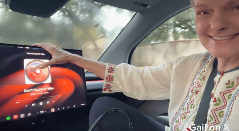In a Cybercab with Gail Alfar